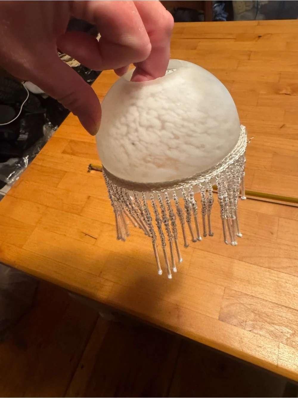 Beaded Fringe White Decorative Hanging Accent